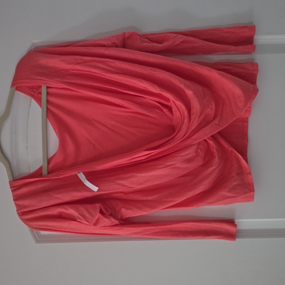 Coral Long Sleeve Open Back Women's Top